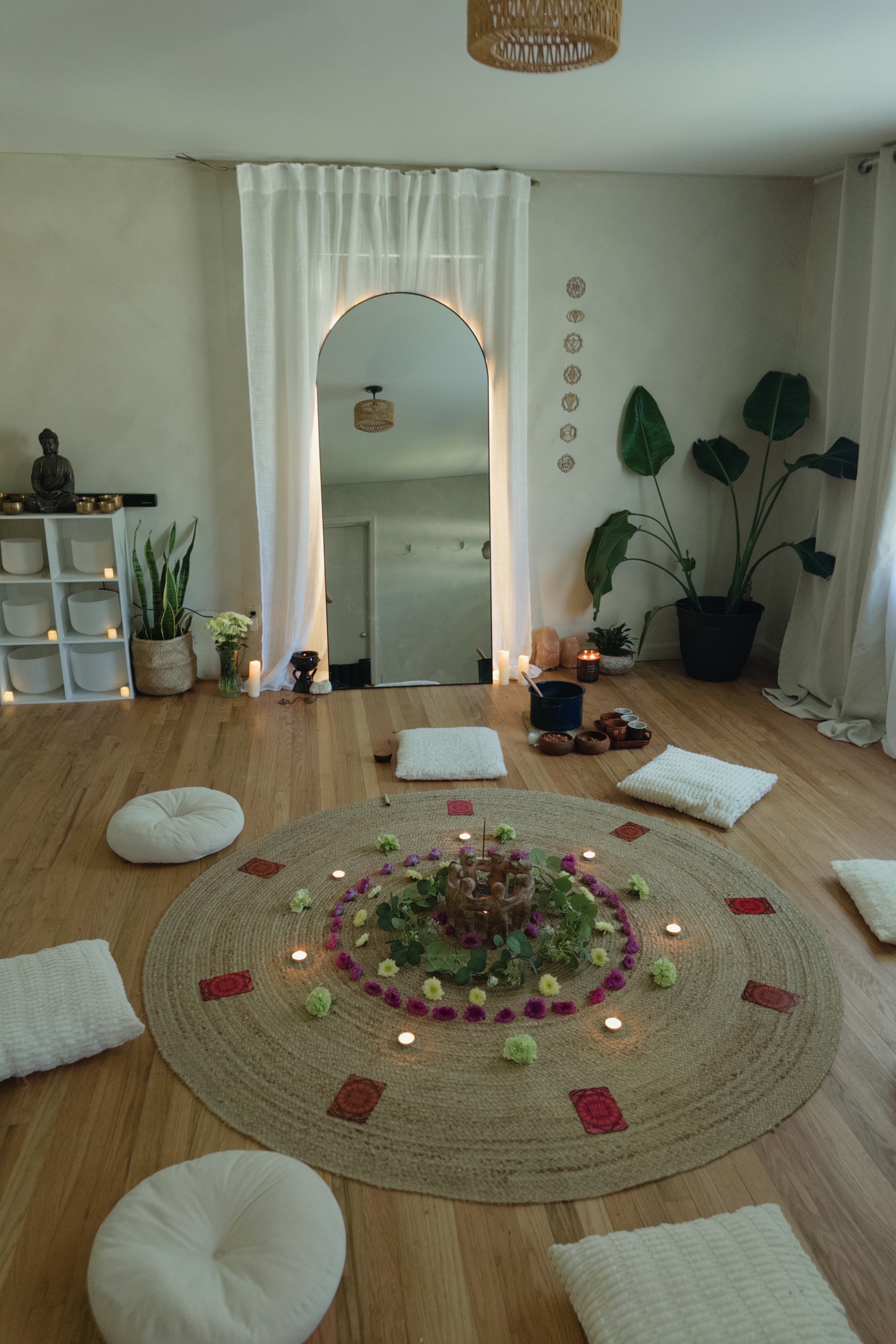 Meditation corner with comfortable seating